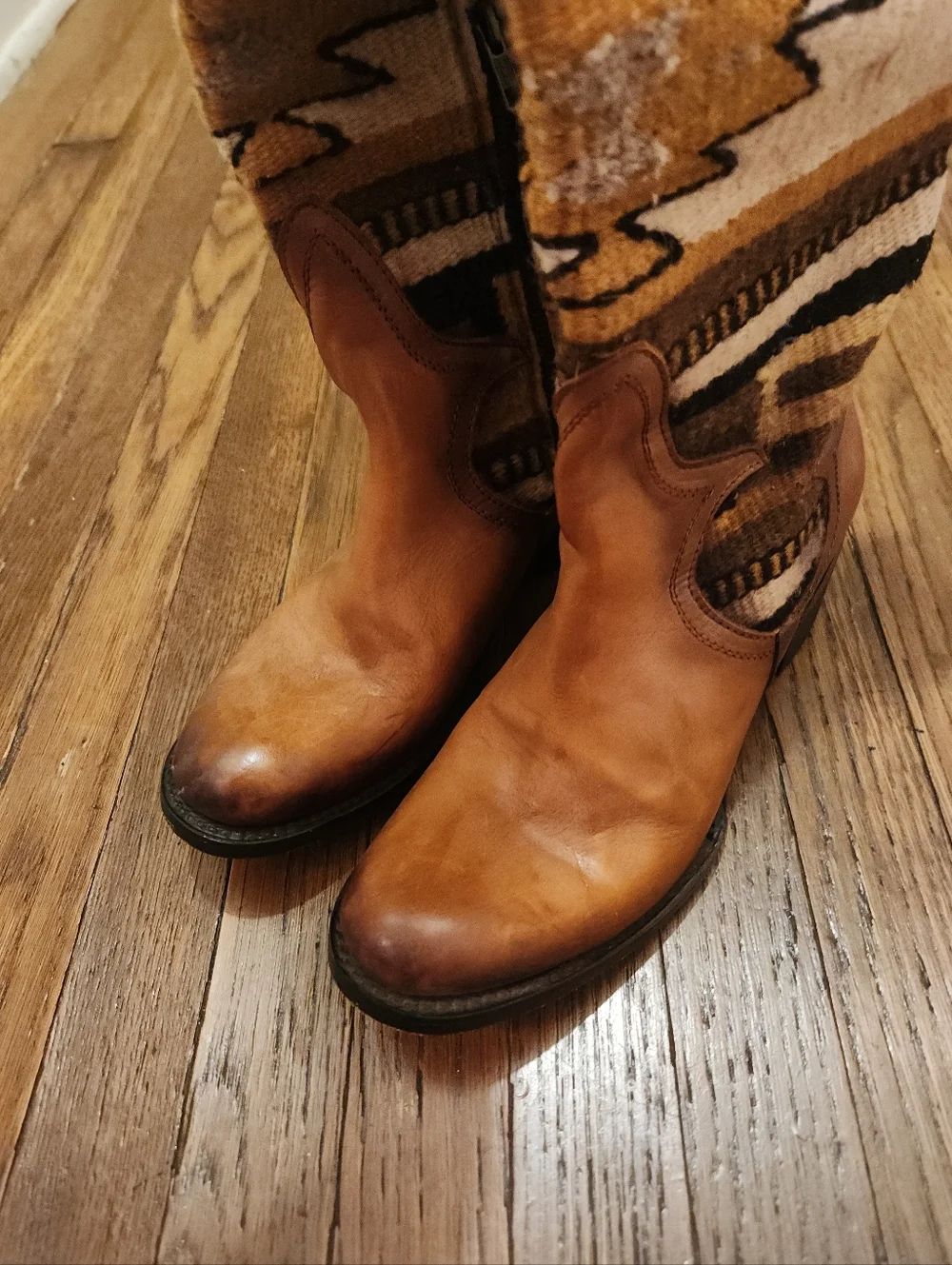 Freebird By Steven Over the Knee Blanket Sun Boots Cognac Boho Festival